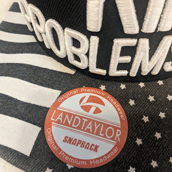 Land Taylor Snapback Hat, F**KIN' PROBLEMS, Black, white, A$AP Rocky, Adult - Picture 5 of 6